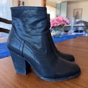 Frye Black Leather Ankle Booties